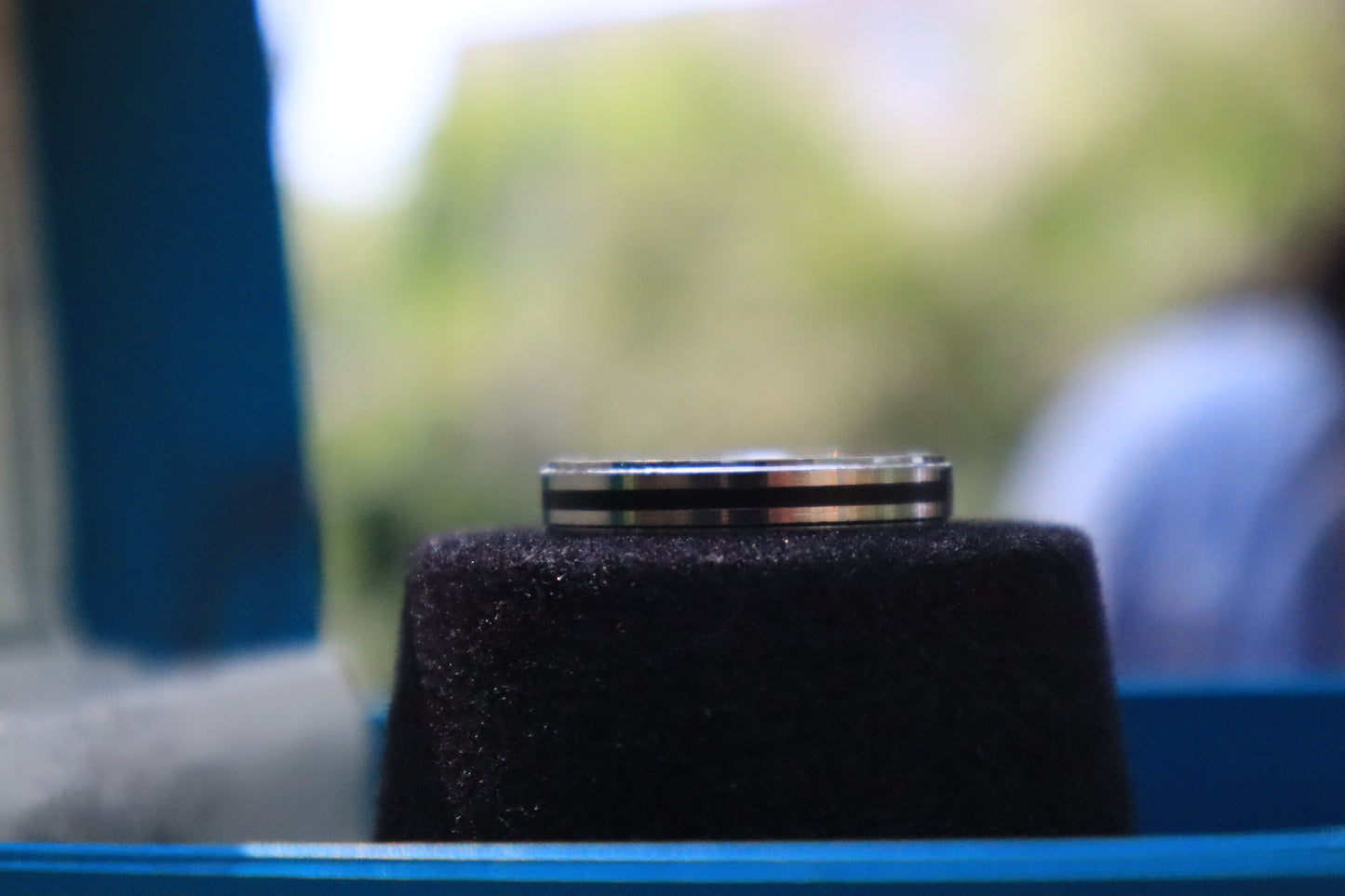 Silver Black Band Ring