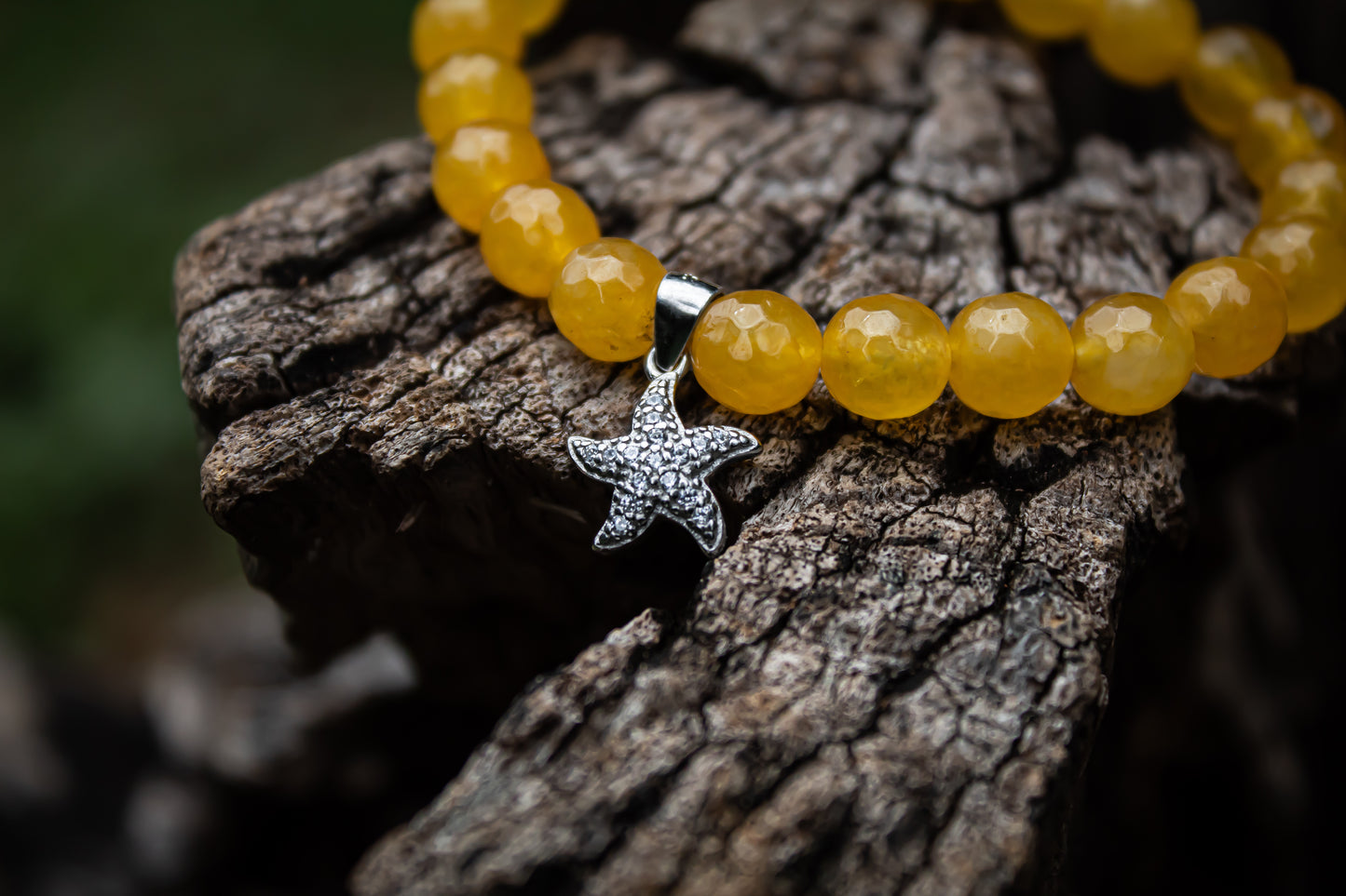 925 Sterling Silver Starfish Charm Stone Beads Bracelet - Zubee Silver