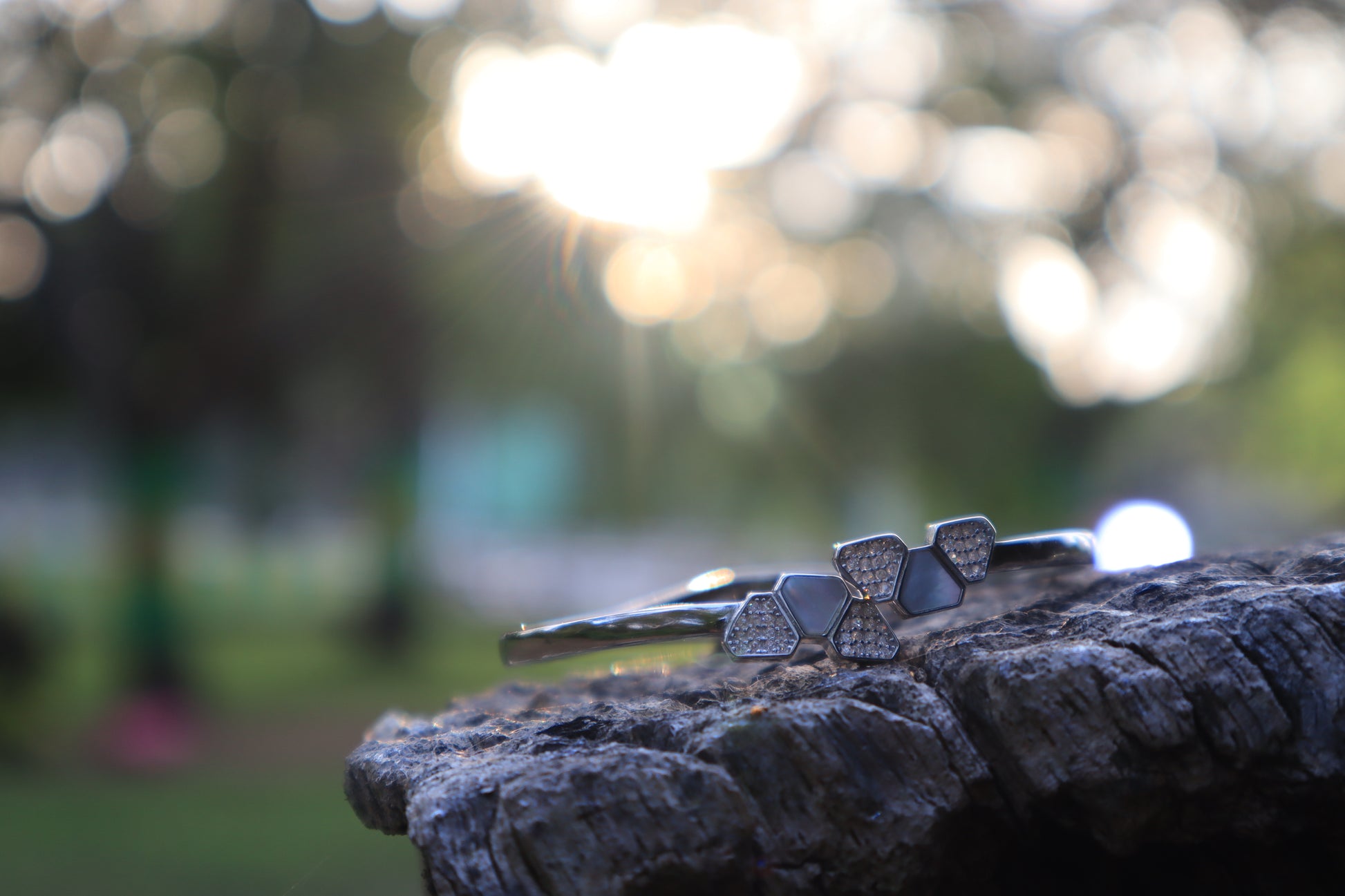 MOP Cuff Silver Stone Bracelet 