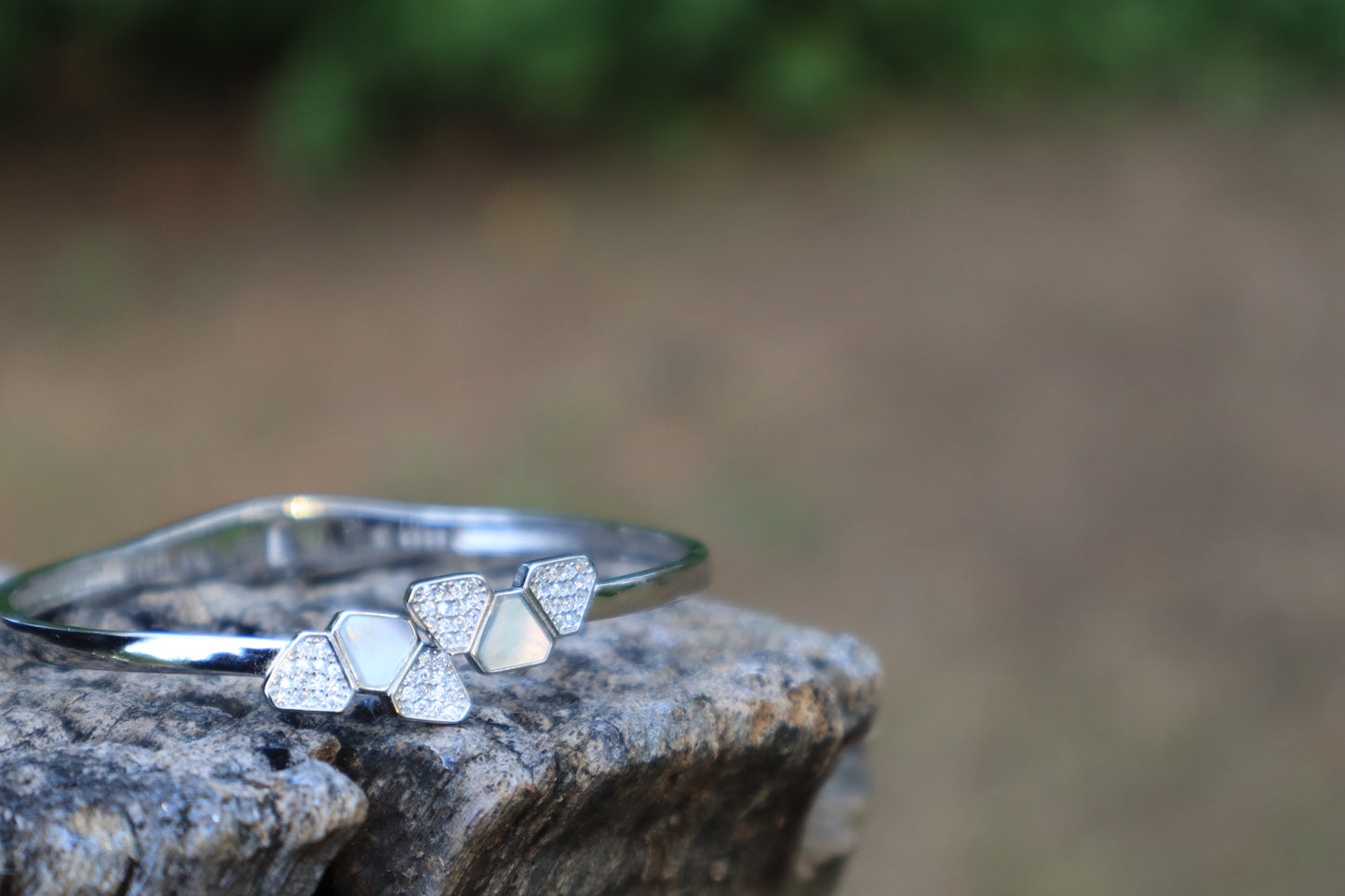 MOP Cuff Silver Stone Bracelet - Zubee Silver