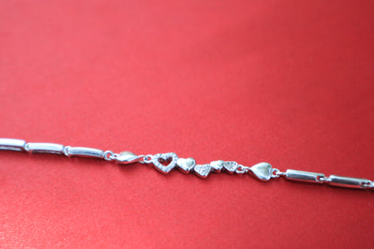 Elegant Silver Heart Bracelet - Zubee Silver