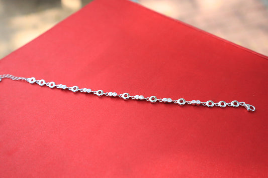 Sterling Silver Bracelet with Round White Stone