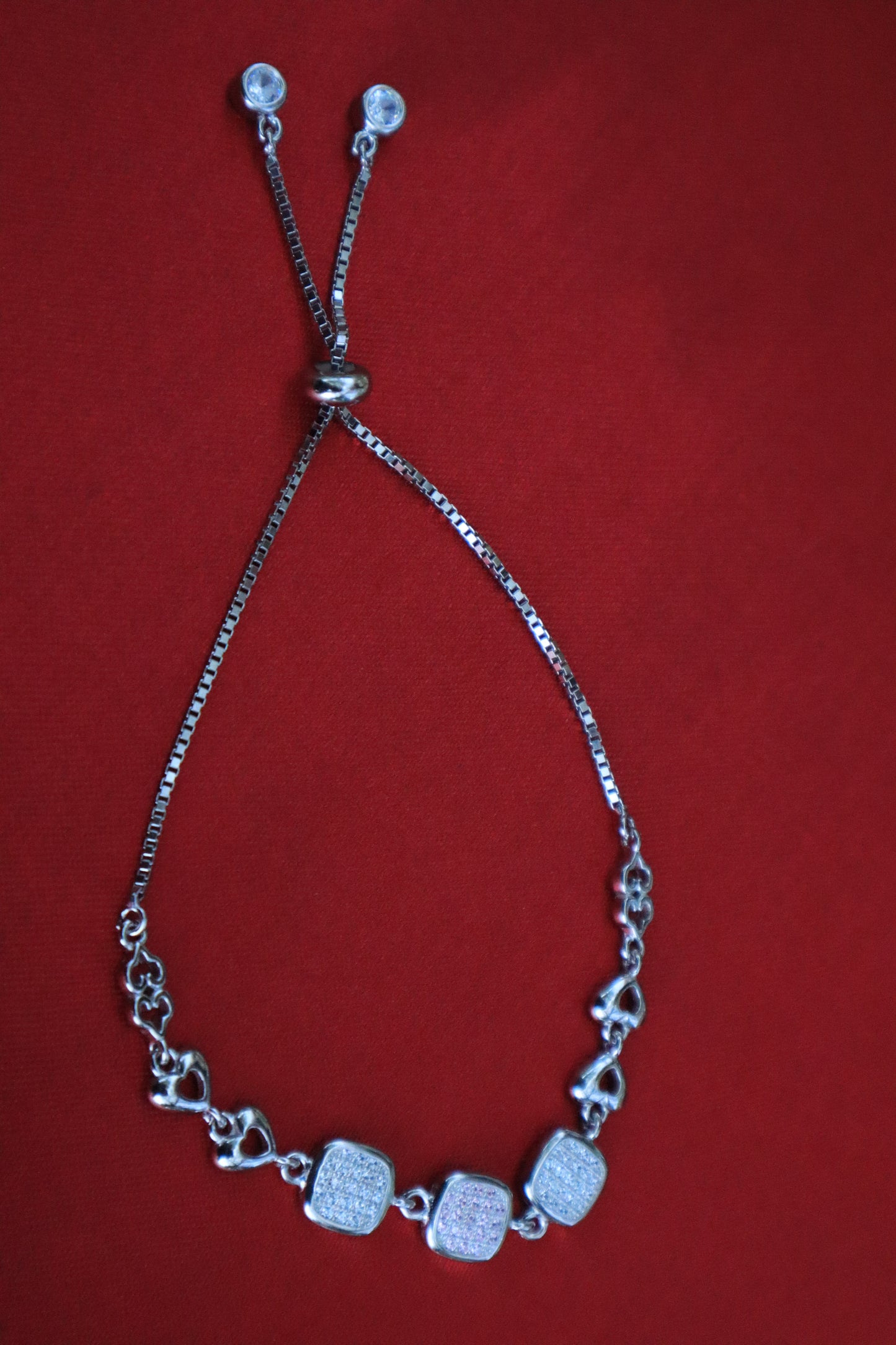 White and Pale Pink Stone Adjustable Bracelet