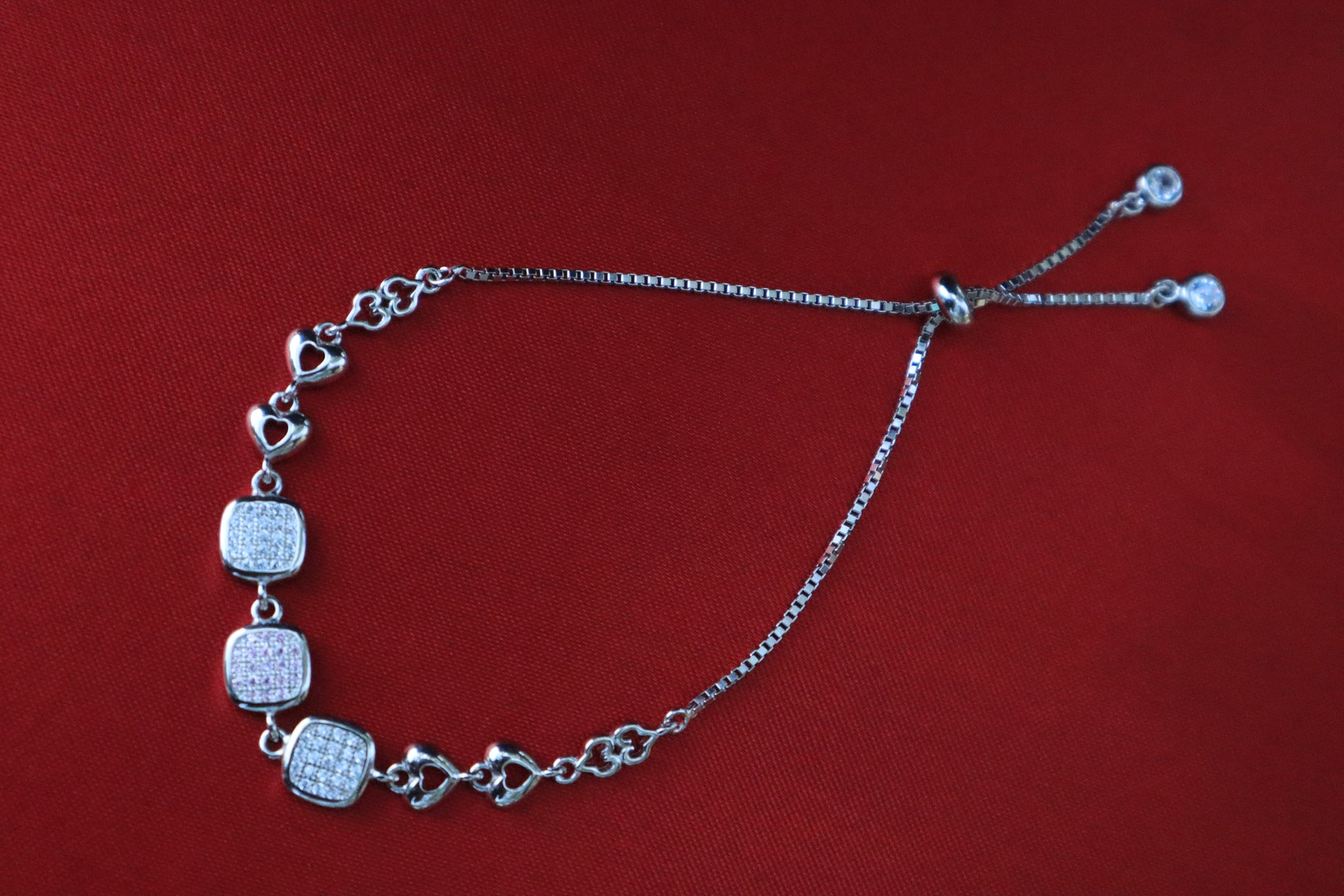 Sterling Silver Pale Pink Stone Adjustable Bracelet