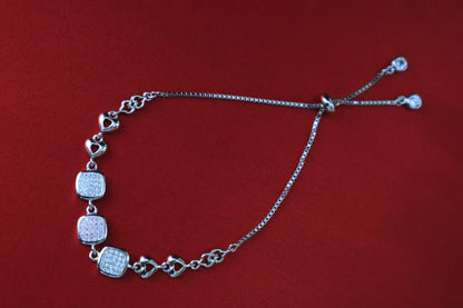 Sterling Silver Pale Pink Stone Adjustable Bracelet