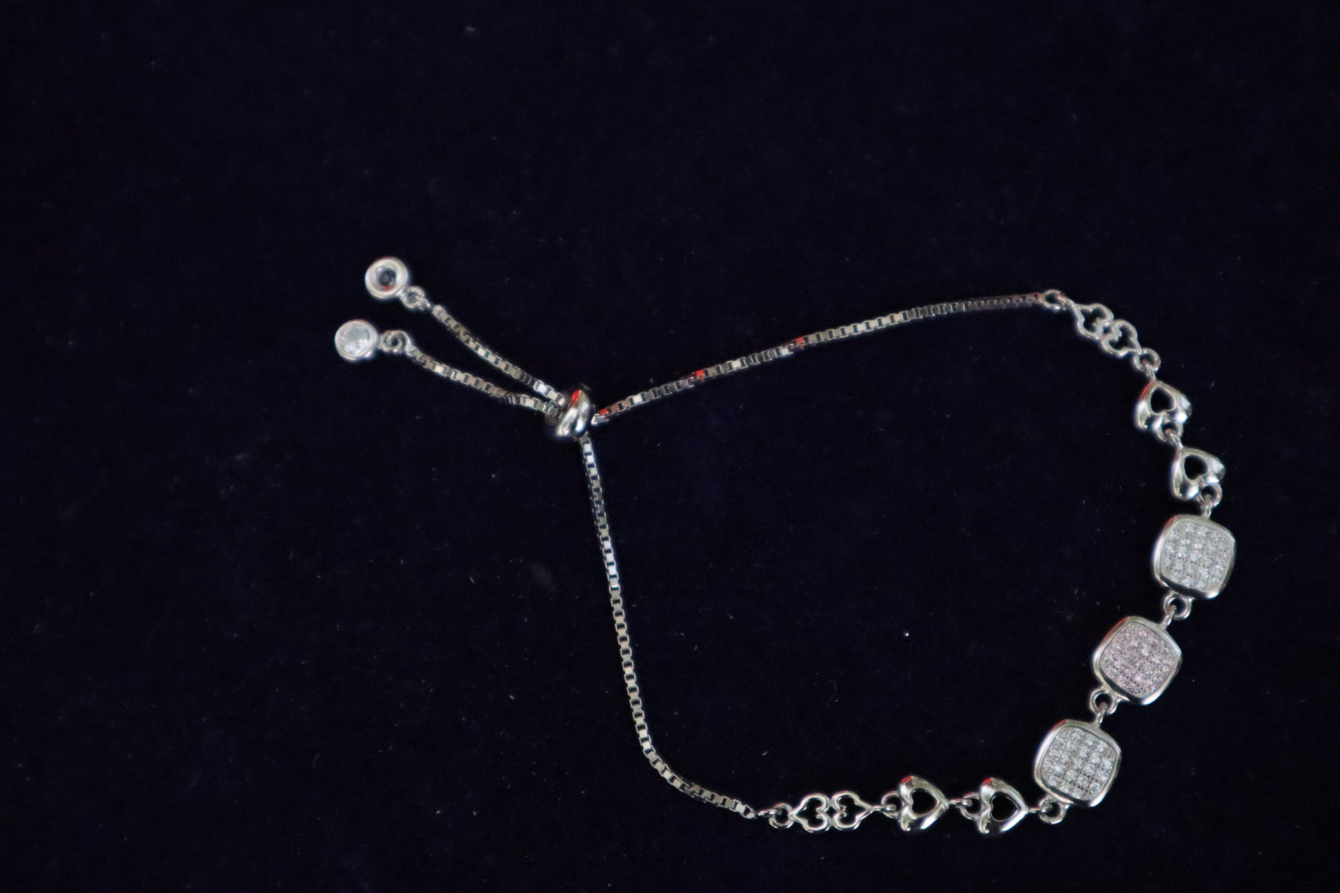 925 Silver Pale Pink Stone Adjustable Bracelet