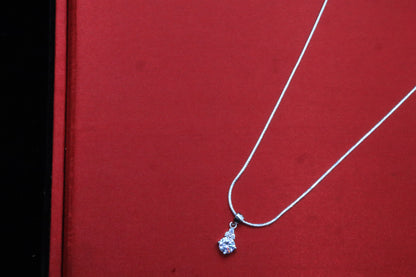 925 Silver Single Stone Pendant Chain- Zubee Silver