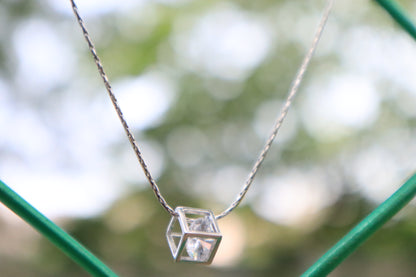 Elegant Silver Cube Stone Pendant Chain - Zubee Silver