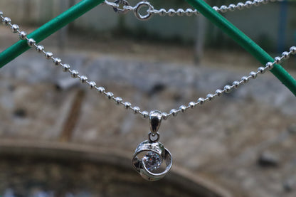 Silver Single Stone Pendant with Chain