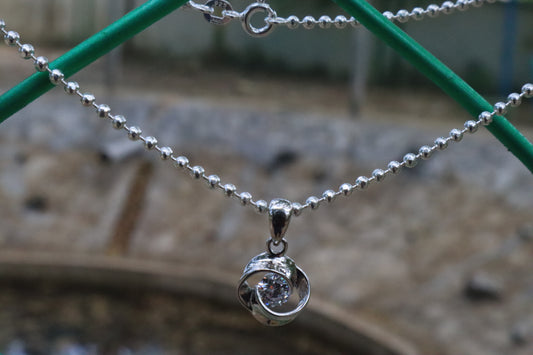 Silver Single Stone Pendant with Chain