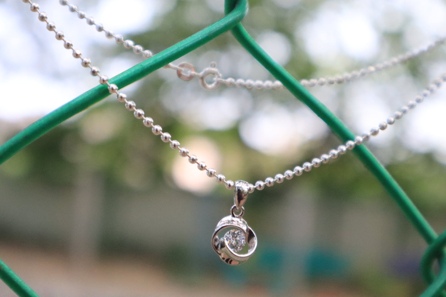 Sterling Silver Single Stone Pendant with Chain