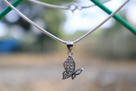 925 Sterling Silver Half Butterfly Pendant Chain