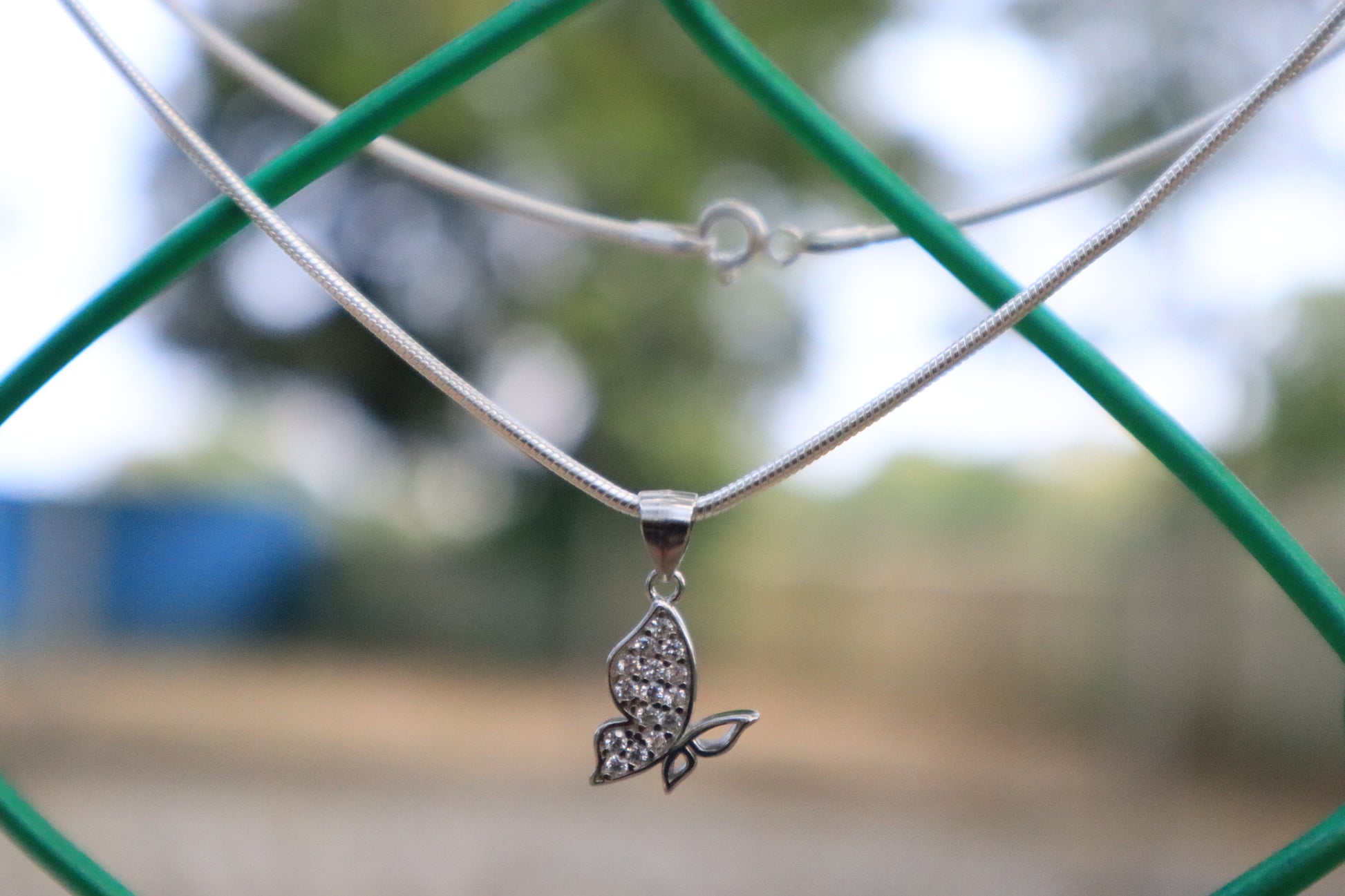 Sterling Silver Half Butterfly Pendant Chain - Zubee Silver