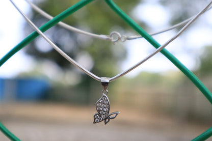 Sterling Silver Half Butterfly Pendant Chain - Zubee Silver
