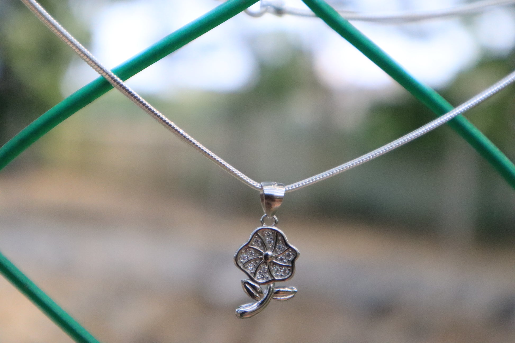 925 Silver Flower Pendant Chain