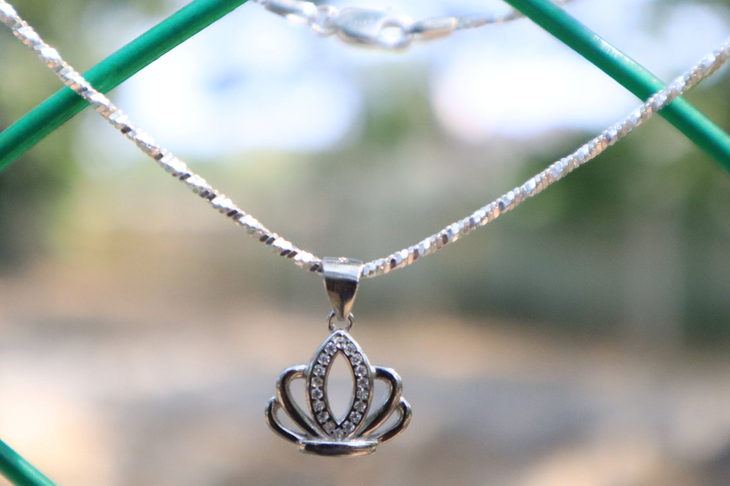 925 Sterling Silver Crown Pendant Chain - Zubee Silver
