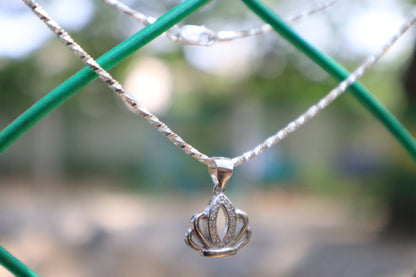 Sterling Silver Crown Pendant Chain - Zubee Silver