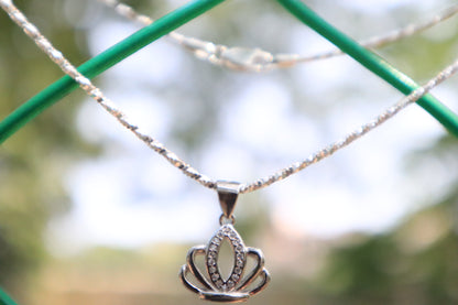 Elegant Silver Crown Pendant Chain - Zubee Silver