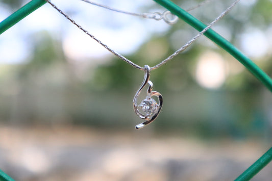 Sterling Silver Falling Dew Stone Pendant Chain - Zubee Silver