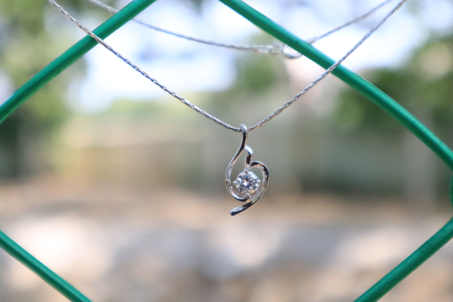 925 Silver Falling Dew Stone Pendant Chain - Zubee Silver