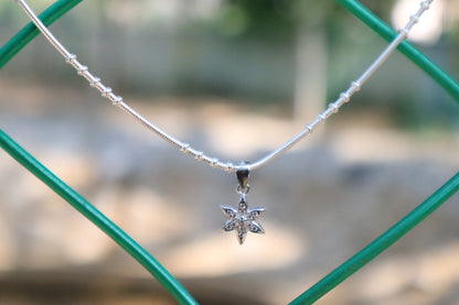 Silver Flower Pendant with Chain