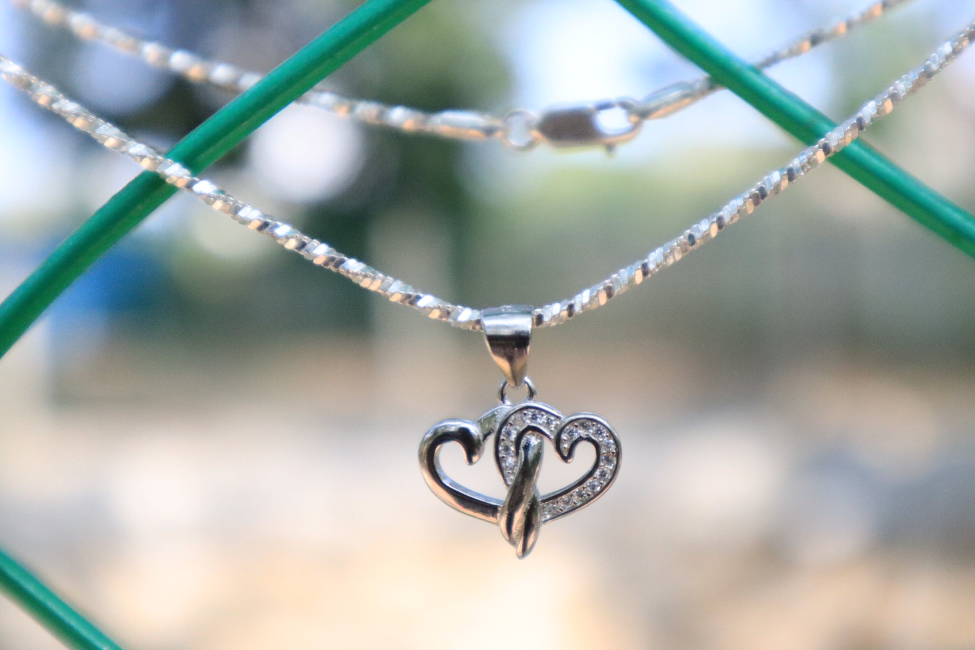 Sterling Silver Double Heart Pendant Chain - Love and Connection