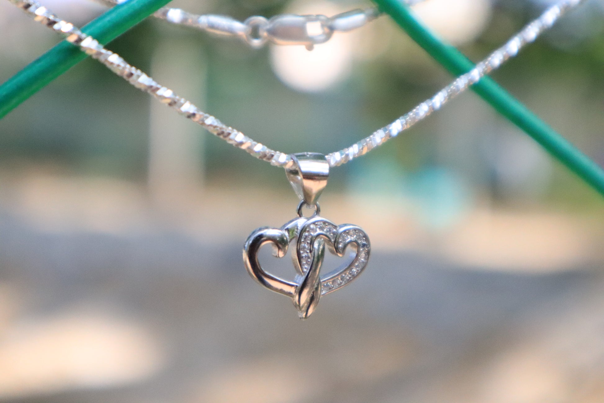 925 Silver Double Heart Pendant Chain - Love & Connection