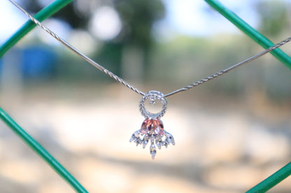 Silver Plated Pink and White Stones Pendant 