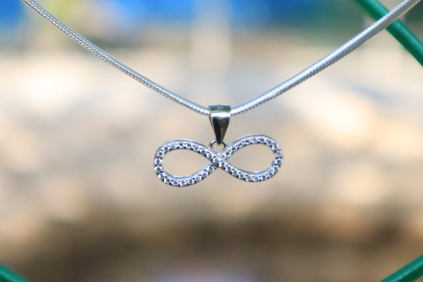 Silver Stones Infinity Pendant Chain