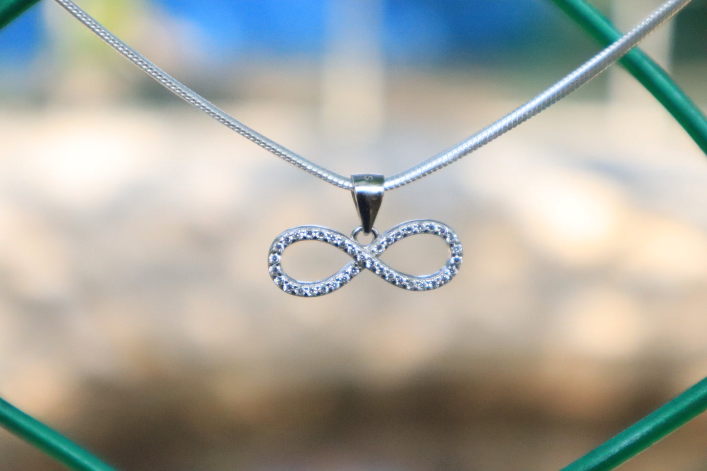 Silver Stones Infinity Pendant Chain