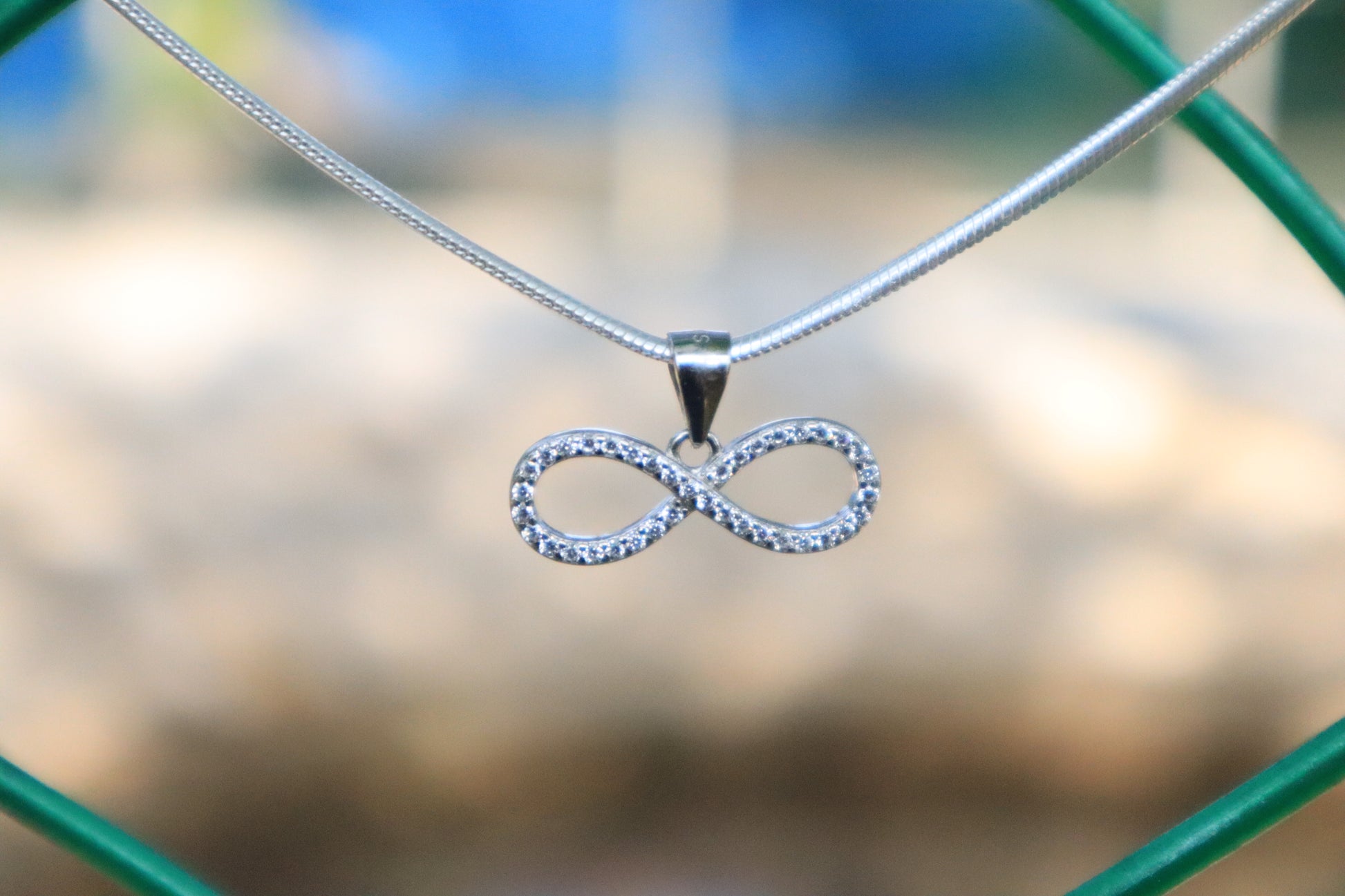 Silver Stones Infinity Pendant Chain