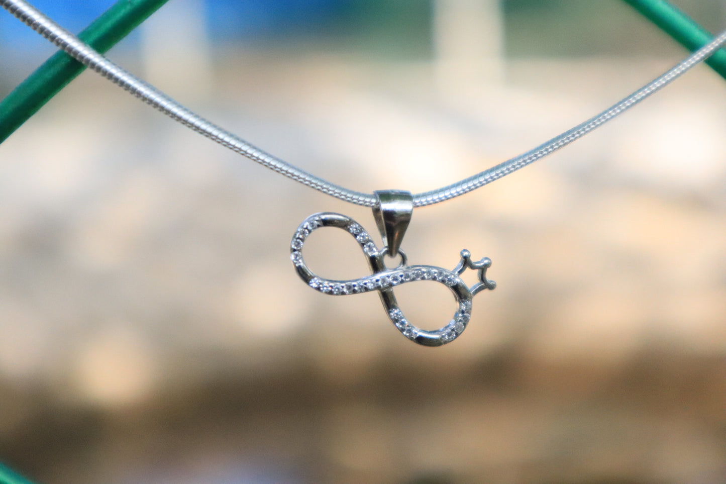 925 Silver Crown Infinity Pendant Chain