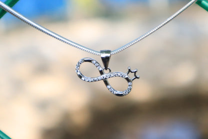 925 Silver Crown Infinity Pendant Chain