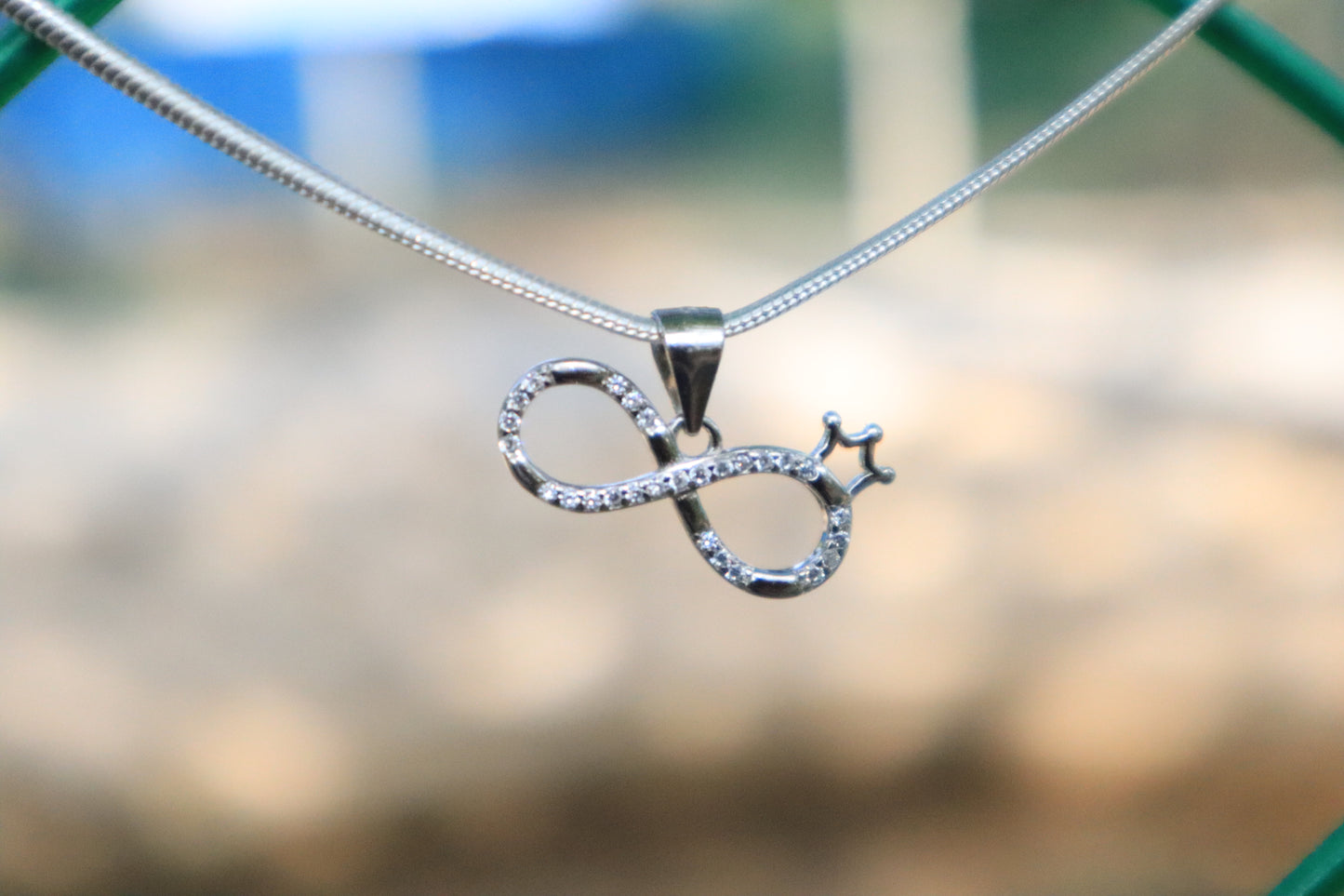 Sterling Silver Crown Infinity Chain