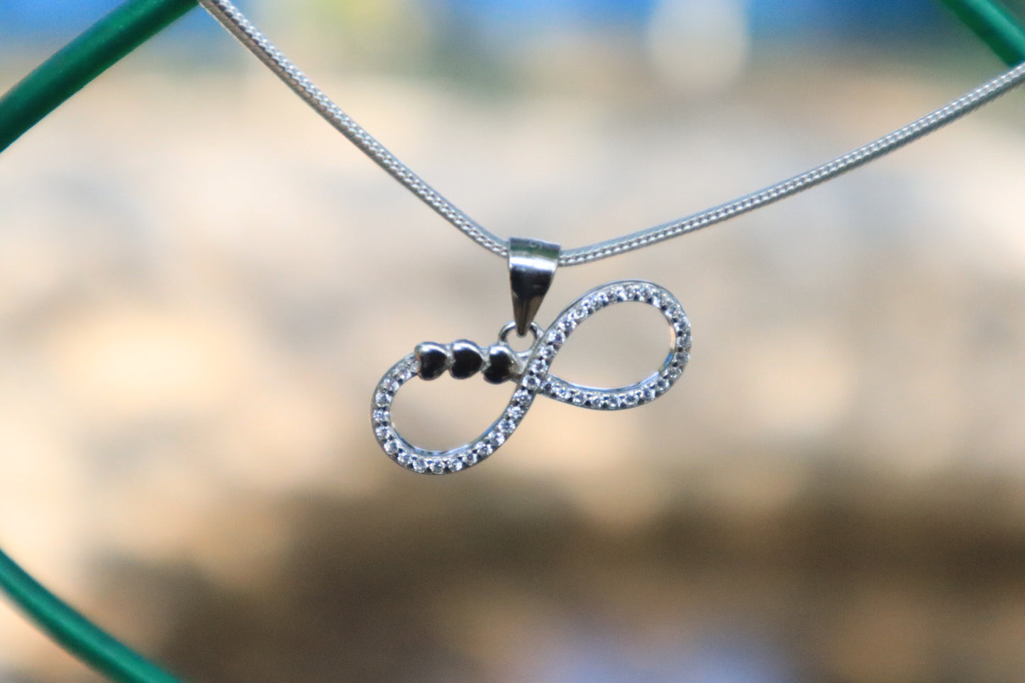 925 Sterling Silver Hearts Infinity Pendant Chain