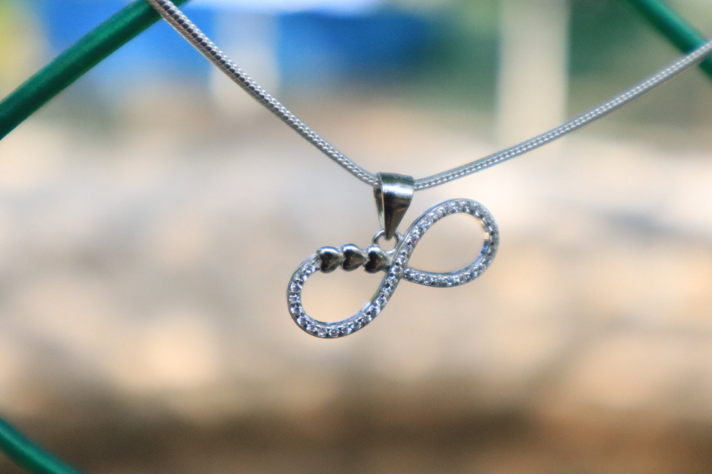 Silver Hearts Infinity Pendant Chain