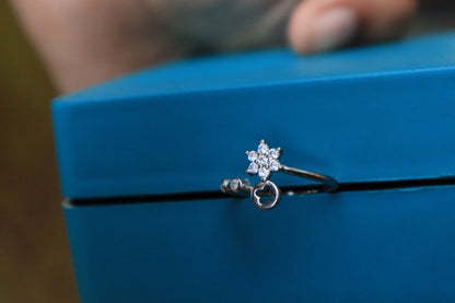 Sterling Silver Cross Star Adjustable Ring