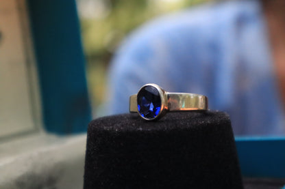 Stylish Silver Blue Stone Ring for Boys | Premium Quality Accessories - Zubee Silver