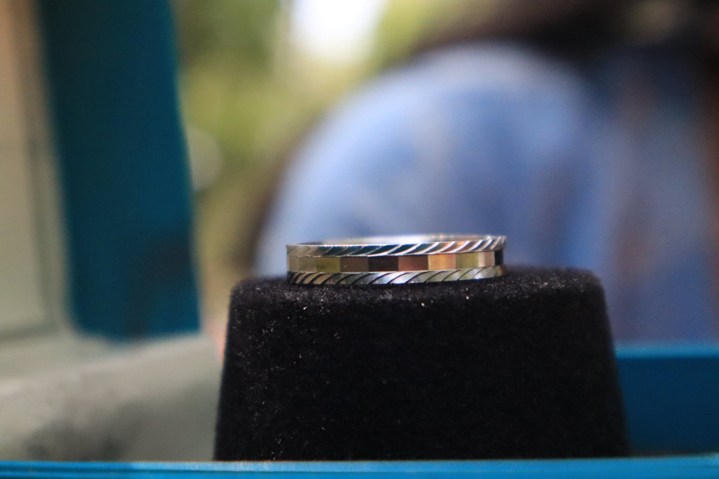 Silver Box Cut Ring for Boys
