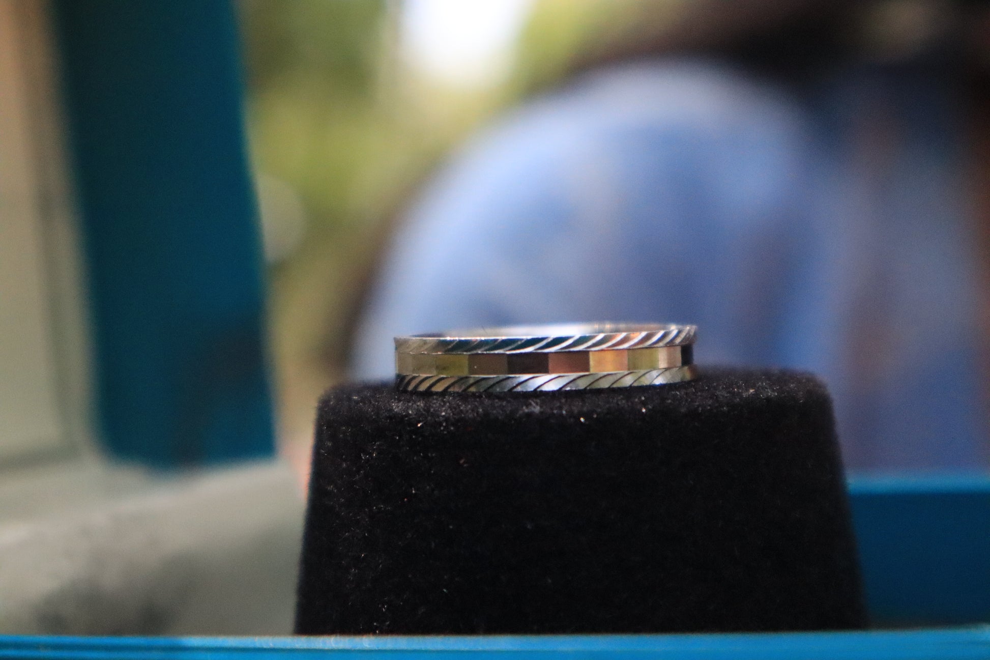 Silver Box Cut Ring for Boys
