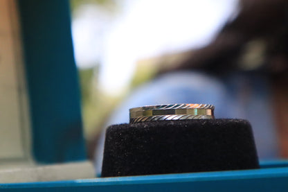 Silver Box Cut Ring for Boys