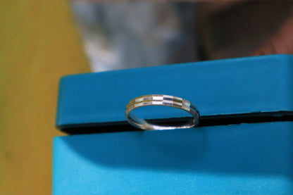 Grid Shine Silver Ring for Men