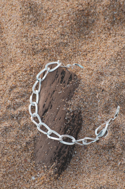 Stylish Silver Combined Curb Bracelet for Men