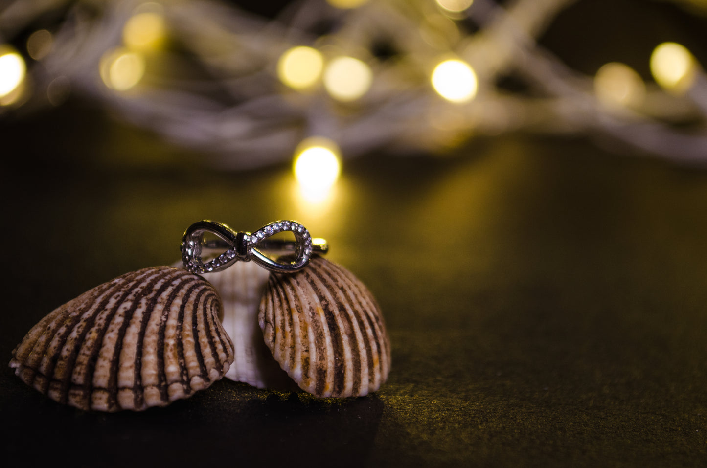 Sterling Silver One-side Stones Infinity Pendant Chain & Ring Combo