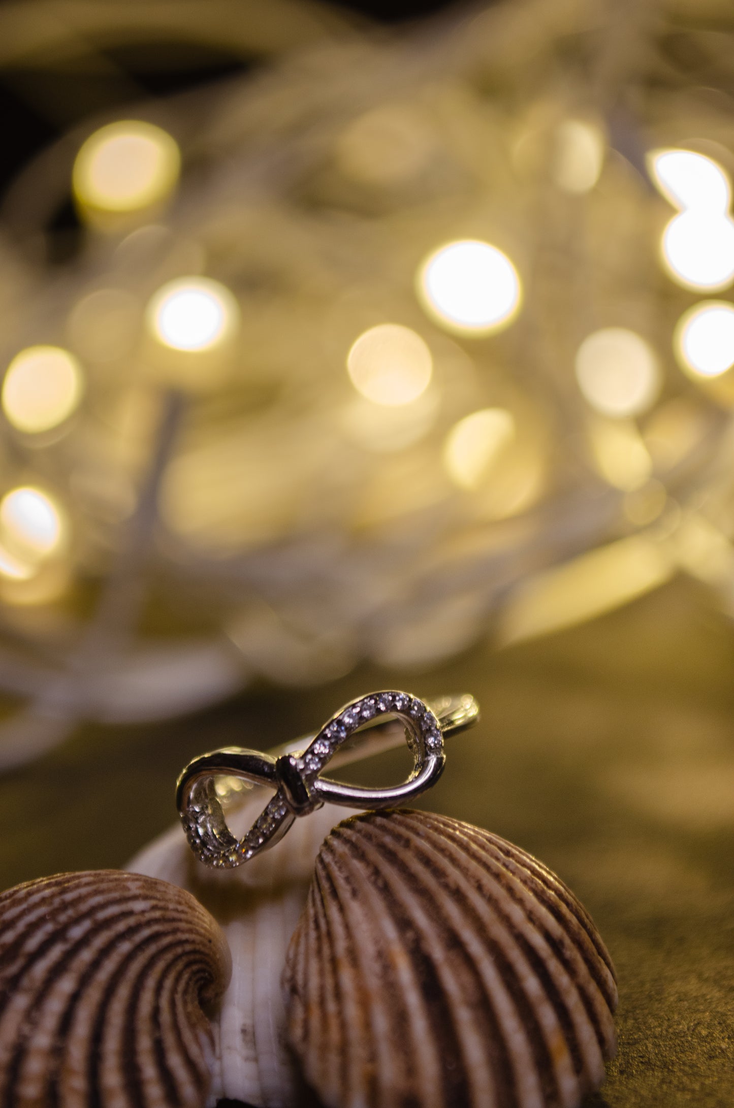 Sterling Silver One-side Stones Infinity Pendant Chain & Ring Combo