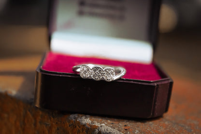 925 Sterling Silver Three Row Stones Ring - Zubee Silver