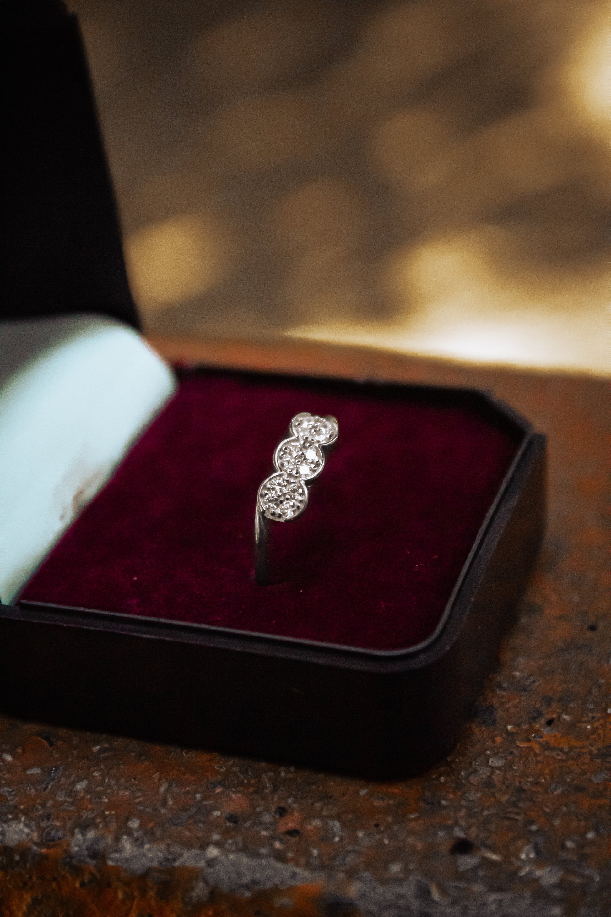 Sterling Silver Three Row Stones Ring - Zubee Silver