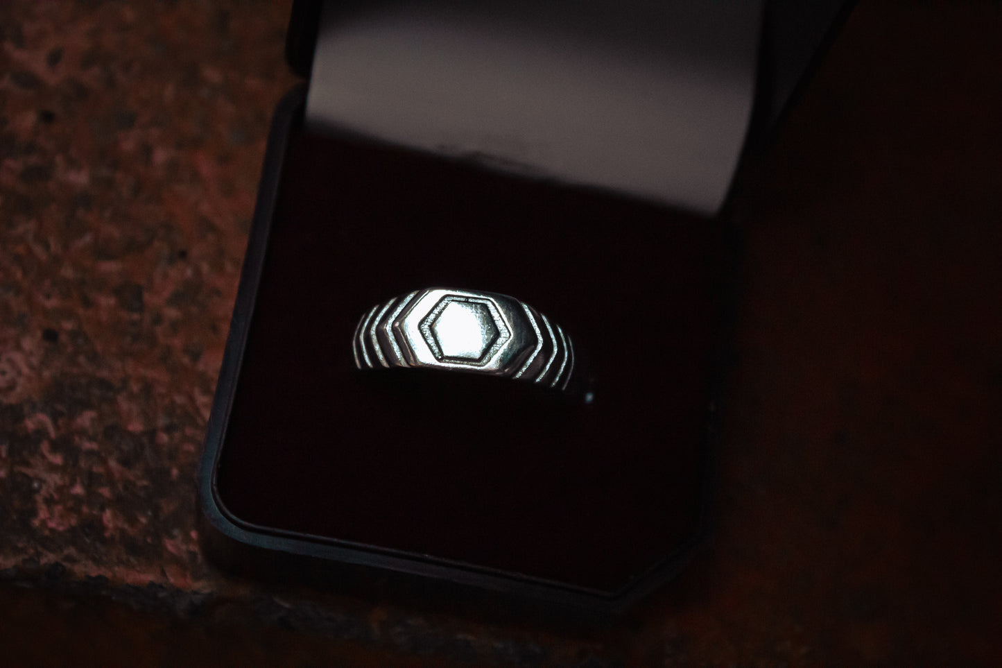 Sterling Silver Hex Ring for Men - Zubee Silver