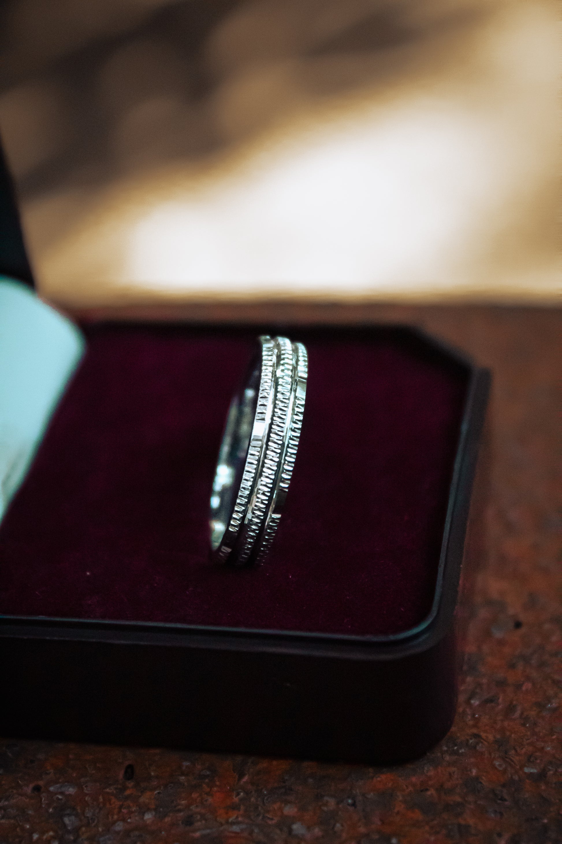 Sterling Silver Spotted Lines Ring - Zubee Silver