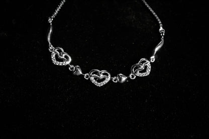 925 Sterling Silver Smiley Hearts Bracelet - Zubee Silver